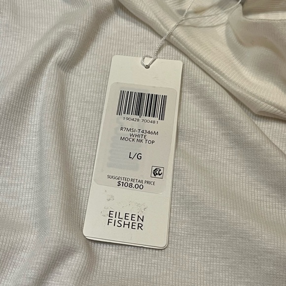 NWT Eileen Fisher Micro Tencel Rib Stretch White Long Sleeve Mock Turtleneck Top - Picture 11 of 13